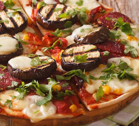 Salami Eggplant Pizza